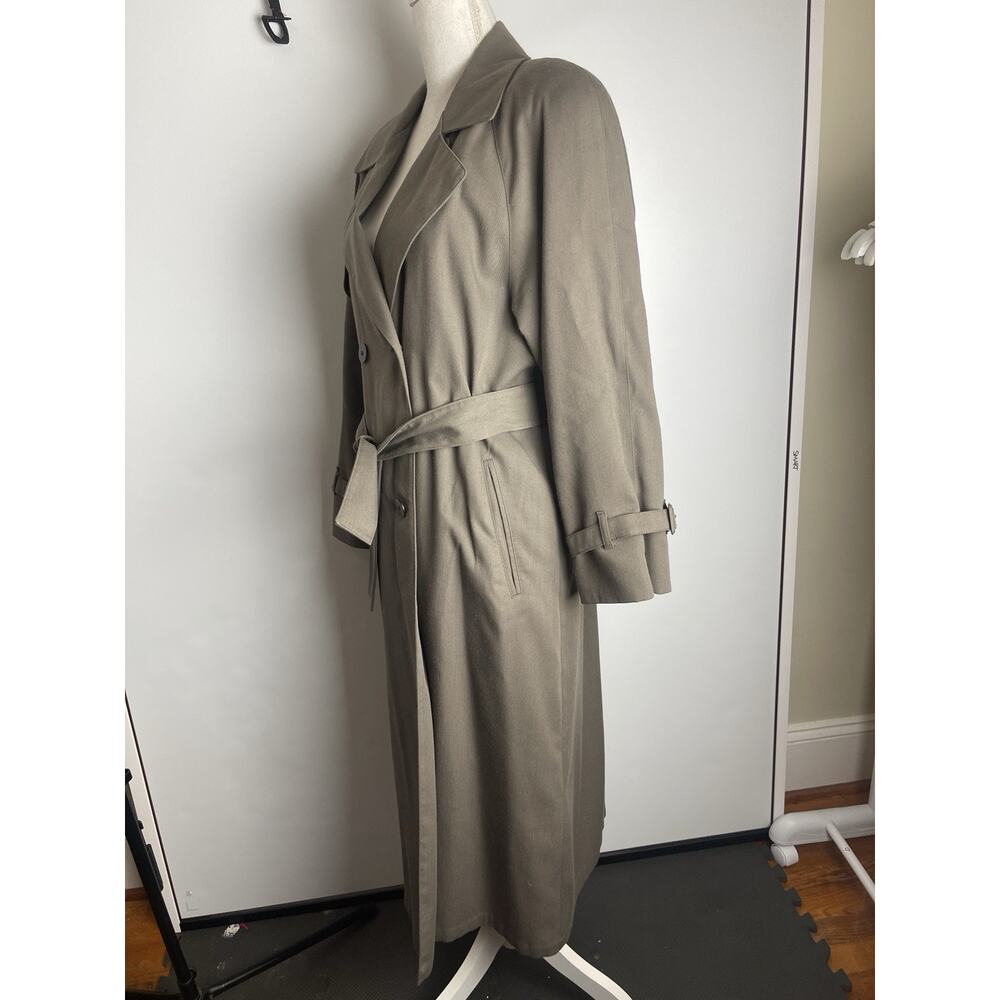 Vintage London Fog Women’s Trench Long Coat Khaki Notch Lapel Belted Size 6 - Picture 5 of 12